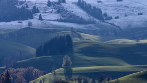 Preview wallpaper hills, trees, landscape, autumn, winter