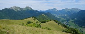 Preview wallpaper hills, trees, nature, landscape, aerial view, green