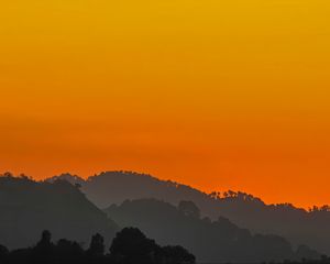 Preview wallpaper hills, trees, silhouettes, night