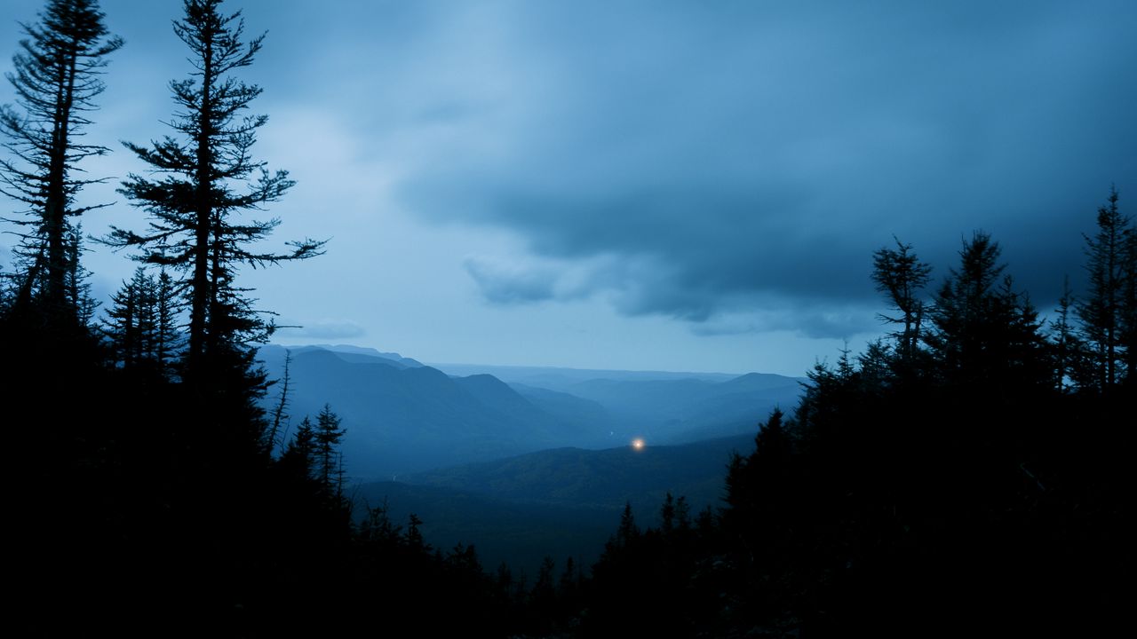 Wallpaper hills, trees, sky, evening