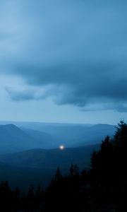 Preview wallpaper hills, trees, sky, evening