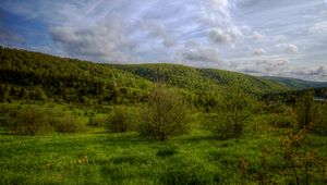 Preview wallpaper hills, trees, sky, landscape