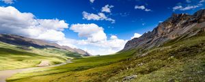 Preview wallpaper hills, valley, clouds, landscape, nature