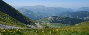 Preview wallpaper hills, valley, nature, landscape, green