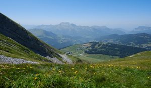 Preview wallpaper hills, valley, nature, landscape, green