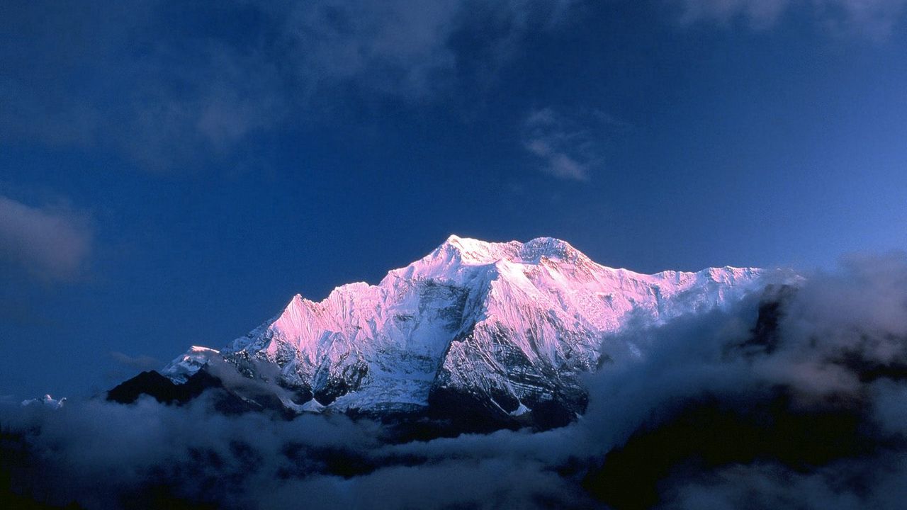 Wallpaper himalayas, nepal, mountains, top, clouds, snow