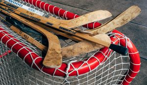 Preview wallpaper hockey sticks, gates, hockey