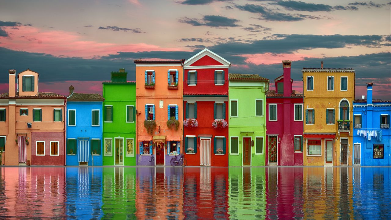 Wallpaper home, colorful, street, water