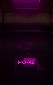 Preview wallpaper home, neon, glow, word, purple