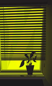 Preview wallpaper home plant, plant, window, shutters, vector