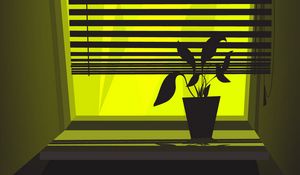 Preview wallpaper home plant, plant, window, shutters, vector