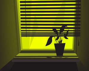 Preview wallpaper home plant, plant, window, shutters, vector