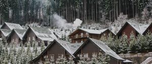 Preview wallpaper homes, forest, slope, snow, winter, nature