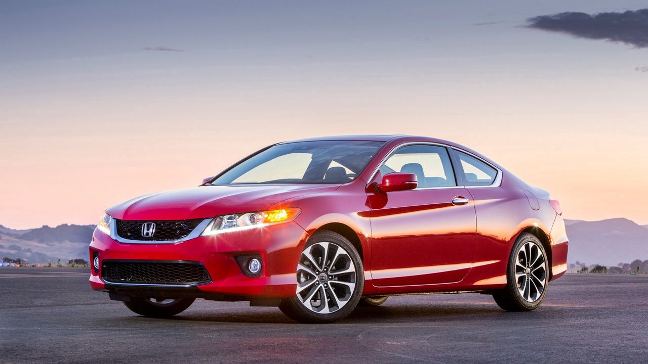 Wallpaper honda, accord, coupe, red, side view