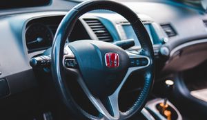 Preview wallpaper honda, car, steering wheel, salon