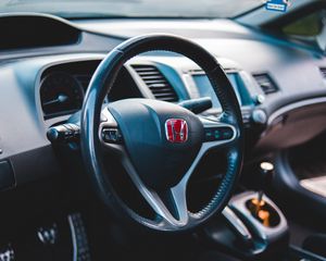 Preview wallpaper honda, car, steering wheel, salon