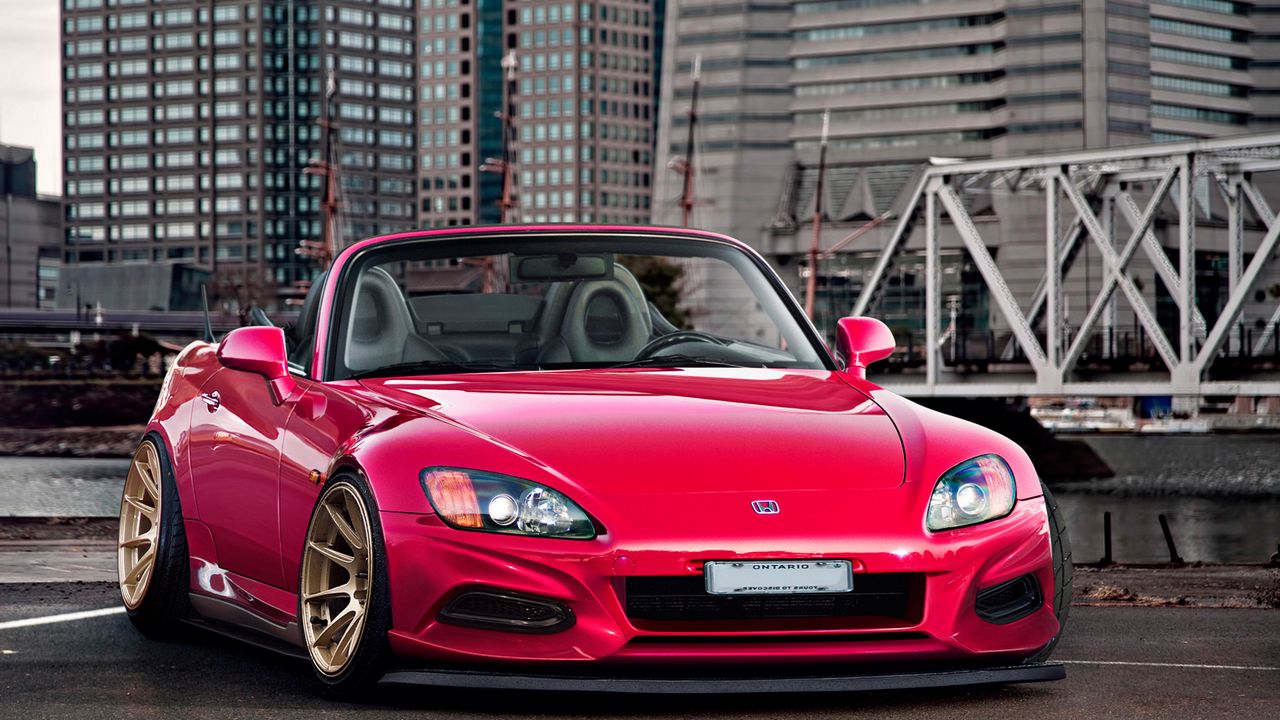 Wallpaper honda, city, red, front view, roadster, s2000