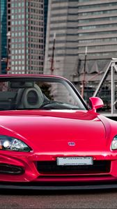 Preview wallpaper honda, city, red, front view, roadster, s2000