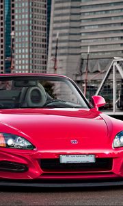 Preview wallpaper honda, city, red, front view, roadster, s2000