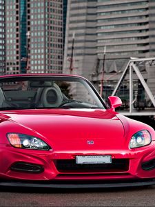 Preview wallpaper honda, city, red, front view, roadster, s2000