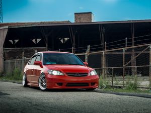 Preview wallpaper honda civic, honda, car, red