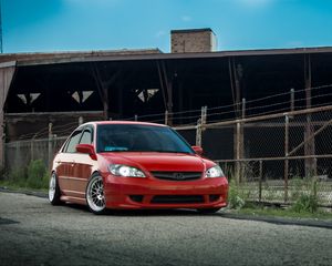 Preview wallpaper honda civic, honda, car, red