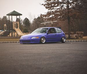 Preview wallpaper honda civic, purple, side view