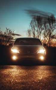 Preview wallpaper honda civic si, honda, car, headlights, glow