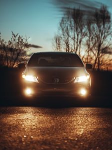 Preview wallpaper honda civic si, honda, car, headlights, glow