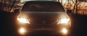 Preview wallpaper honda civic si, honda, car, headlights, glow