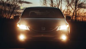 Preview wallpaper honda civic si, honda, car, headlights, glow