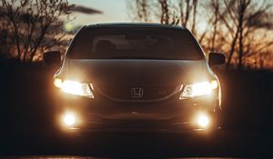 Preview wallpaper honda civic si, honda, car, headlights, glow