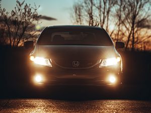 Preview wallpaper honda civic si, honda, car, headlights, glow