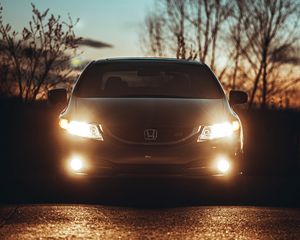 Preview wallpaper honda civic si, honda, car, headlights, glow