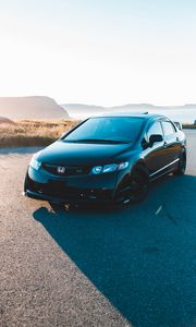 Preview wallpaper honda civic si, honda, car, side view, black