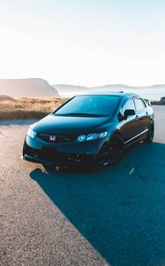 Preview wallpaper honda civic si, honda, car, side view, black