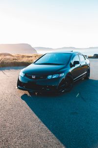 Preview wallpaper honda civic si, honda, car, side view, black