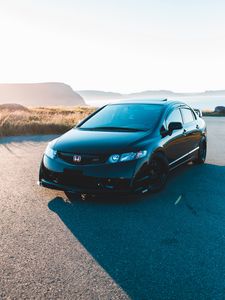 Preview wallpaper honda civic si, honda, car, side view, black