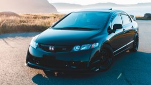 Preview wallpaper honda civic si, honda, car, side view, black