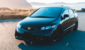 Preview wallpaper honda civic si, honda, car, side view, black