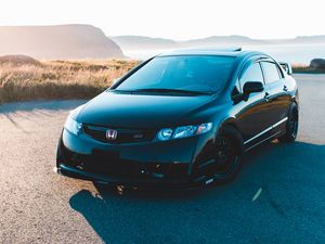 Preview wallpaper honda civic si, honda, car, side view, black