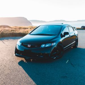 Preview wallpaper honda civic si, honda, car, side view, black