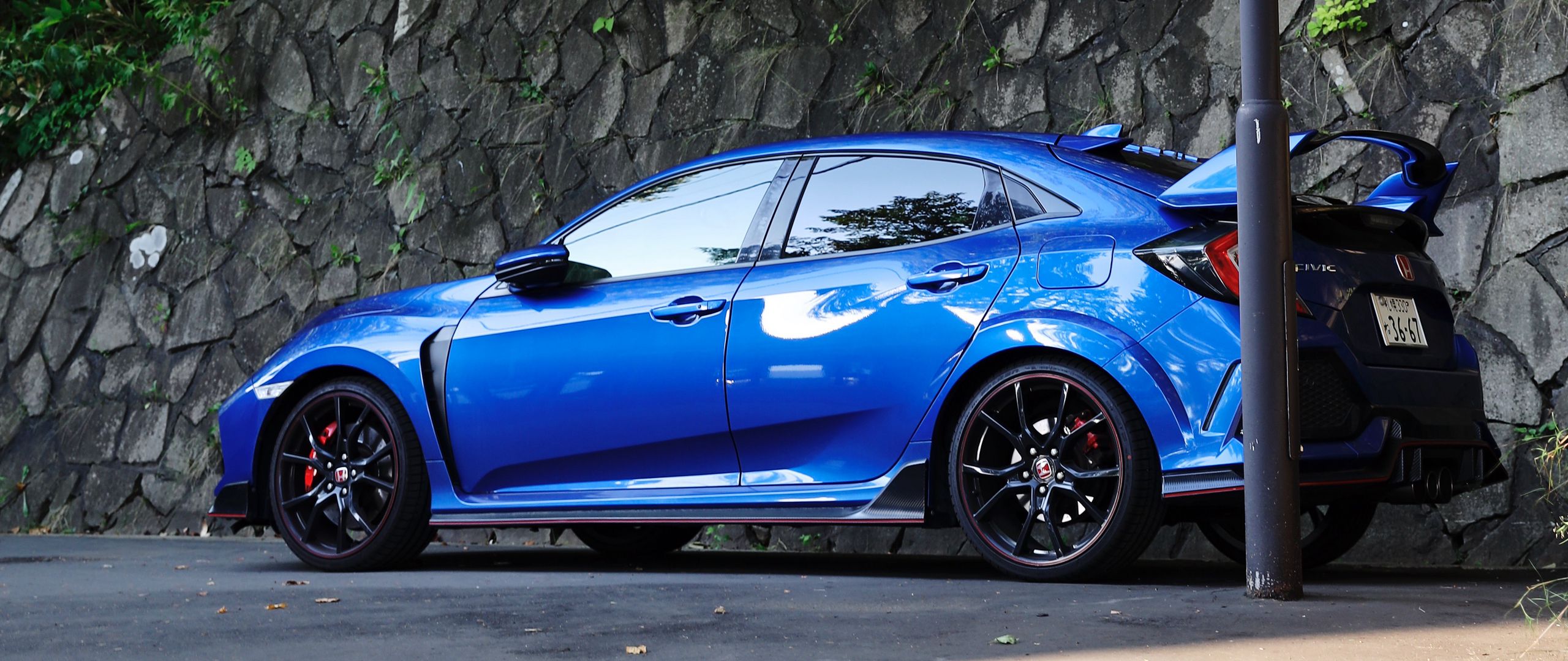2560x1080 Wallpaper honda civic type-r, honda, car, blue, side view