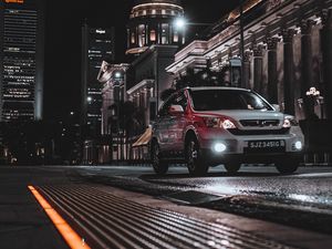 Preview wallpaper honda cr-v, honda, car, white, night, street