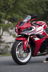 Preview wallpaper honda, motorcycle, bike, red, asphalt