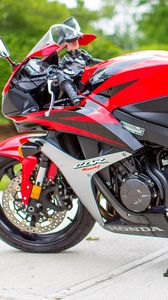 Preview wallpaper honda, motorcycle, red, side view
