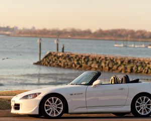 Preview wallpaper honda, s2000, convertible, white, side view