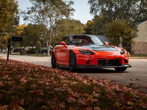 Preview wallpaper honda s2000, honda, car, orange, sports car, autumn