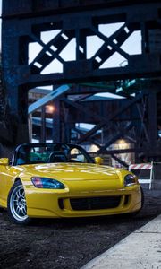 Preview wallpaper honda s2000, honda, car, yellow, front view