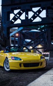 Preview wallpaper honda s2000, honda, car, yellow, front view